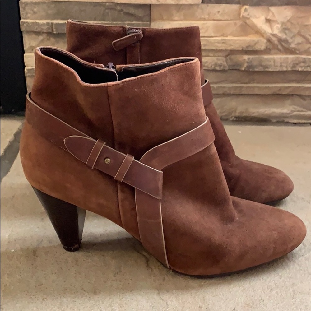 cole haan nike air brown suede booties